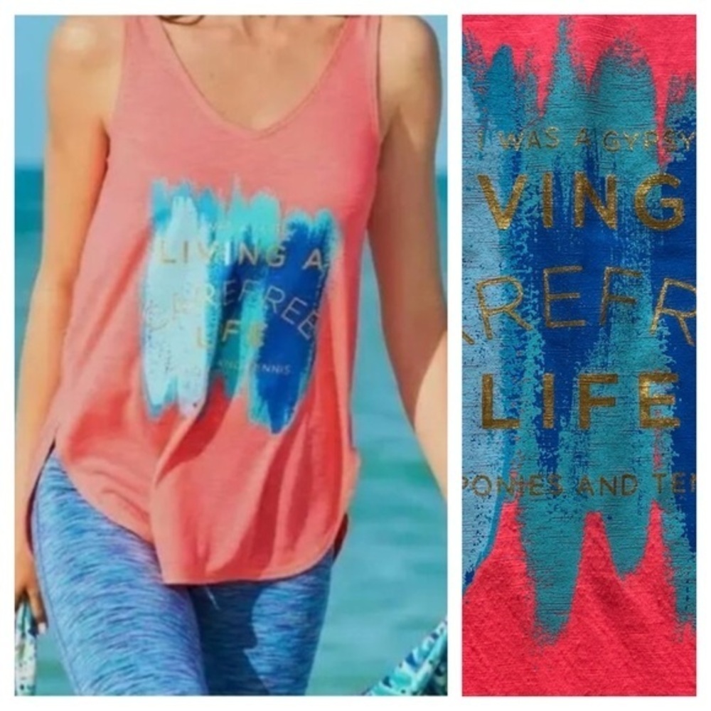 Lilly Pulitzer Hot Pink Luxletic Brooke Carefree Brushstroke Tank Top XXS